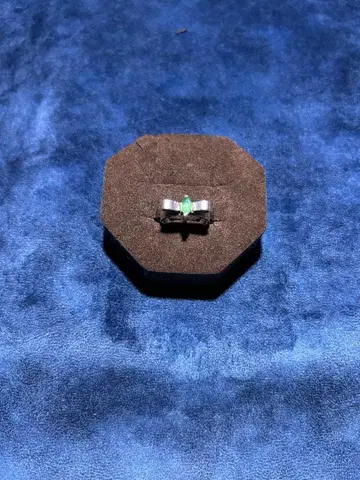 핑키링 실버 리본 모양 그린 스톤 포함