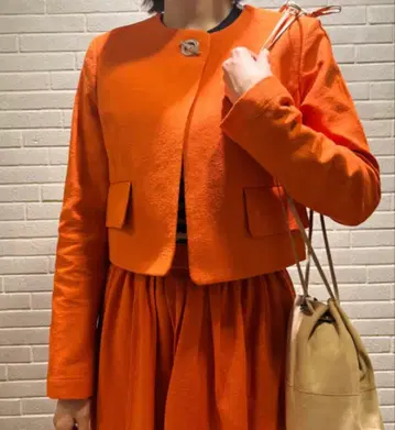 Sov. 오렌지 노카라 자켓 프론트 포켓 부착