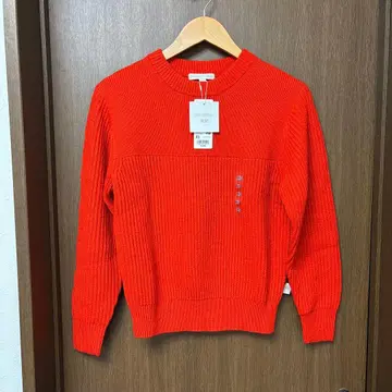 택 포함 새상품 JWA 리브 크루넥 스웨터 유니클로 XS 오렌지