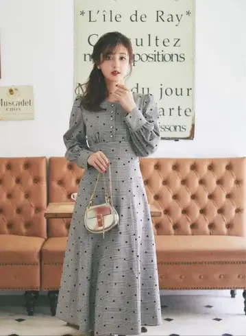 tocco 하트 버튼 레이스업 하트 플로키 x 체크 원피스 새상품