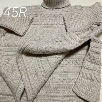 [ 새상품 미사용 ] 45R 케이블 짜임 판초 타입 터틀넥 스웨터