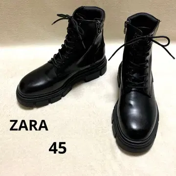[ ZARA ] 자라 볼륨 밑창 사이드 지퍼 레이스업 부츠 45