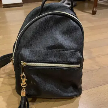 미니 백팩 블랙 합성 피혁 골드 지퍼