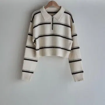 멀티 보더 폴로 옷깃 니트