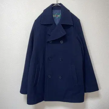 이스트 보이 더블 브레스트 피 코트 네이비 심플 울
