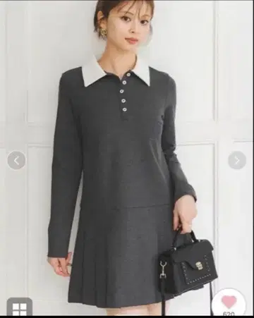 카라 달린 플리츠 컷 미니 원피스 SNIDEL 그레이 익명 배송