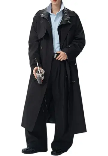 [새상품] 트렌치코트 남성용 롱 체스터 코트 더블 브레스트