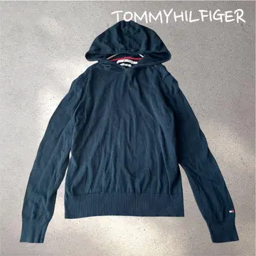 749*타미힐피거 [ L ] 후드티 후드 풀오버 긴팔 네이비