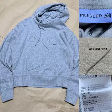 MUGLER x H&M 후드티 S 그레이 맨투맨 스타 모티브