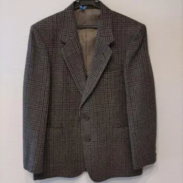 남성용 테일러드 자켓 그레이 체크 무늬 울 A4
