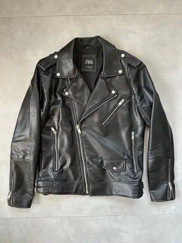 ZARA 블랙 가죽 라이더 자켓 M