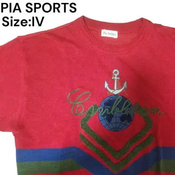 PIA SPORTS 반팔 니트 자수 빈티지