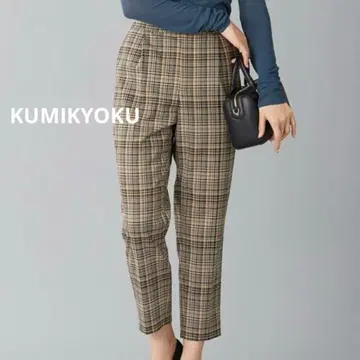 KUMIKYOKU 쿠미쿄쿠 랜덤 체크 테이퍼드 팬츠