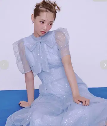 [ FURFUR ] 하프 슬리브 라메 튤 드레스 F 사이즈