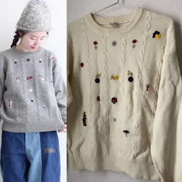 chambre de charme 작은 꽃 자수 풀오버