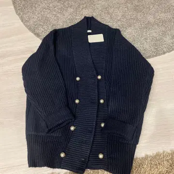 crie conforto 네이비 니트 가디건, 펄 버튼