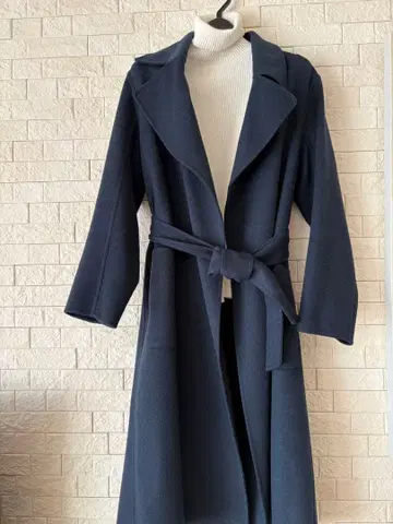 ICB 온워드 카시야마 울 리버 코트 트렌치 롱 네이비 새상품급