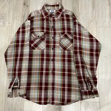 Mr. Leggs XL 긴팔 플란넬 셔츠 버건디 체크