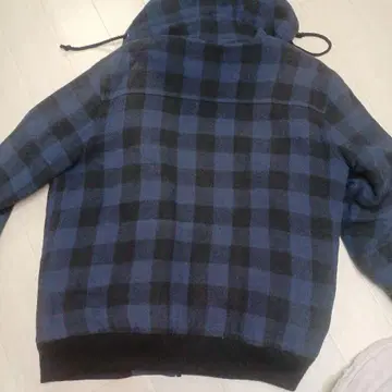 CONVERSE 후드 부착 점퍼 L 파랑 블랙 체크