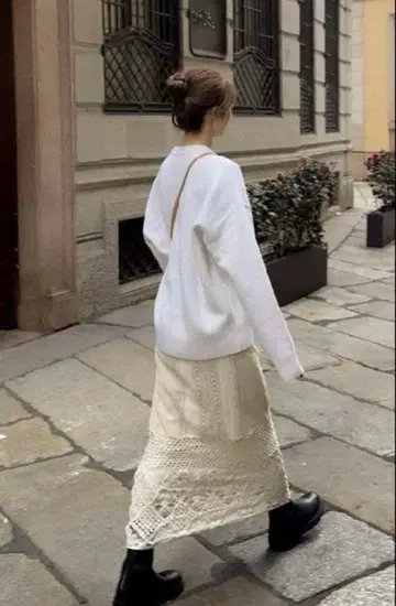 새상품 Eaphi cotton lace patchwork skirt