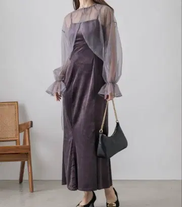 누나 4way 시어 벨로아 롱 드레스 세트 원피스