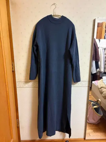 갸루리이비 다크 블루 니트 롱 원피스