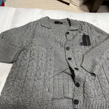 그레이 케이블 니트 가디건 긴팔 앙상블