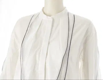 드로어 코튼실크 밴드 카라 파이핑 블라우스 36 사이즈