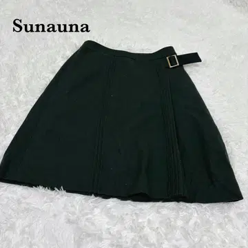 [ 수나우나 ] 플레어 스커트 그린 M 코듀로이 울 일본제 그린