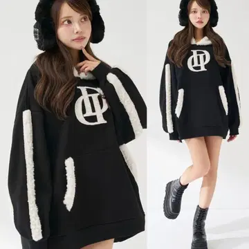 DD 로고 후드티 BLK