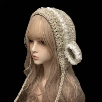 양 보닛 니트 니트 모자 모리걸 페어리 그런지 y2k 서브컬쳐