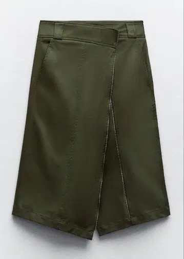 ZARA 지퍼 비대칭 스커트 카키