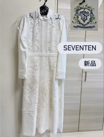 [ 새상품 택 포함 ] SEVENTEN 레이스 블로킹 원피스 (화이트)