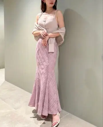 SNIDEL 체크 시어 머메이드 스커트