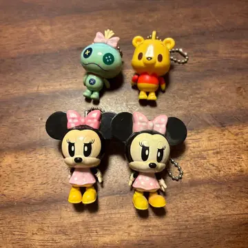 미니 마우스 개구리 푸우 키링 4개 세트