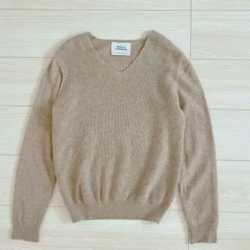 BEAUTY&YOUTH 울 캐시미어 V넥 니트 풀오버 베이지