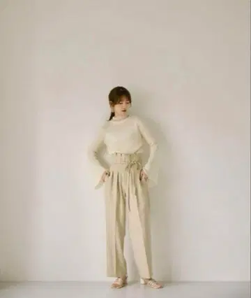 새상품 eaphi 벨트 리본 하이 웨이스트 팬츠