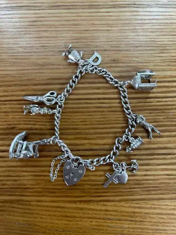 빈티지 실버 참 팔찌