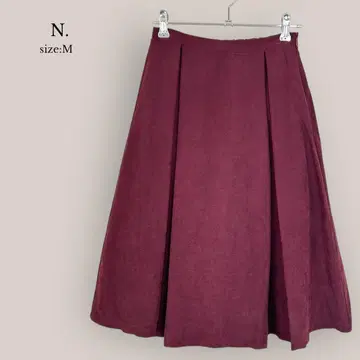 N. 도트 플레어 스커트 스웨이드 원단 종아리 기장 밴딩