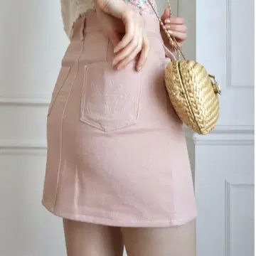 E 에피 데님 미니 스커트 베이비 핑크