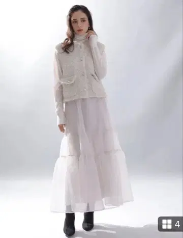 아르페쥬 스토리 오간자 캉캉 스커트 베이지