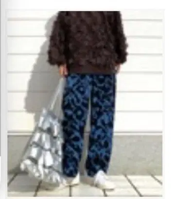 Drawing 레오파드 무늬 와이드 팬츠 네이비 계열