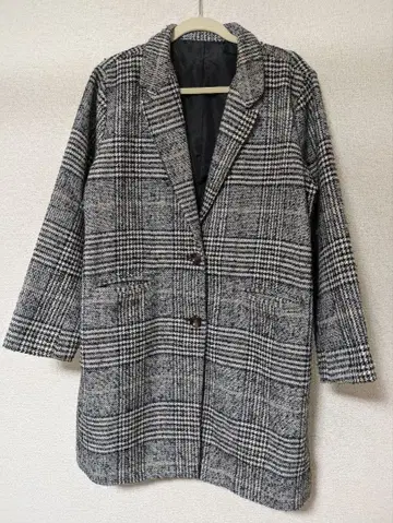 체크 무늬 체스터 코트 빅 사이즈