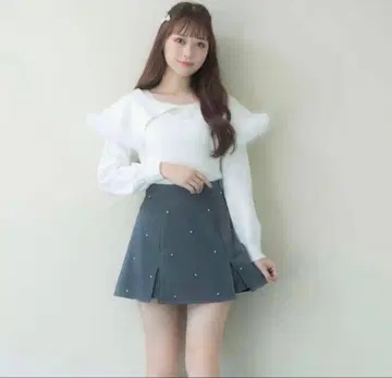 에블린 evelyn 퍼 케이프 니트 니트 화이트