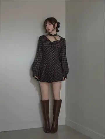 ANDMARY Renon 플리츠 미니 드레스