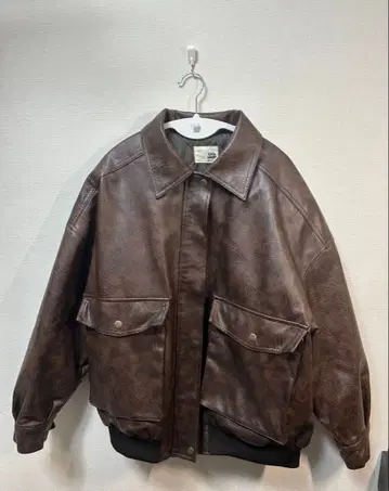 Java 인조 가죽 빈티지풍 오버 사이즈 블루종 자켓