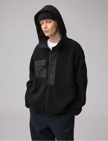 L GU 보아 플리스 스냅 후드티 ENGINEEREDGARMENTS