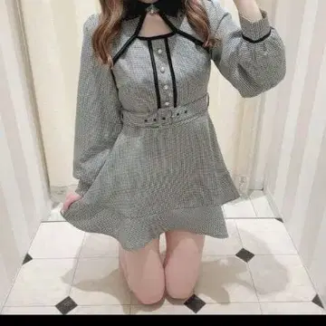 evelyn 벨로아 옷깃 올인원 하운드투스 체크 에블린