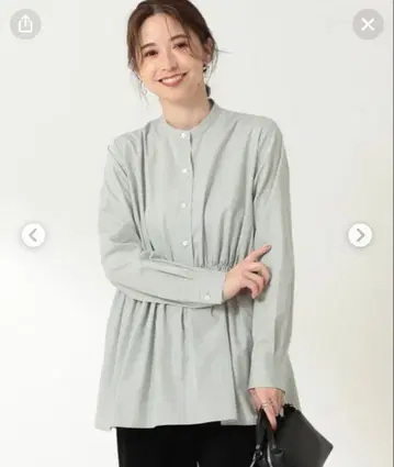 새상품급 데미룩스 빔즈 페플럼 개더 블라우스