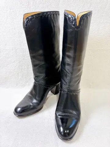 레이디 마렐리 블랙 가죽 롱 부츠